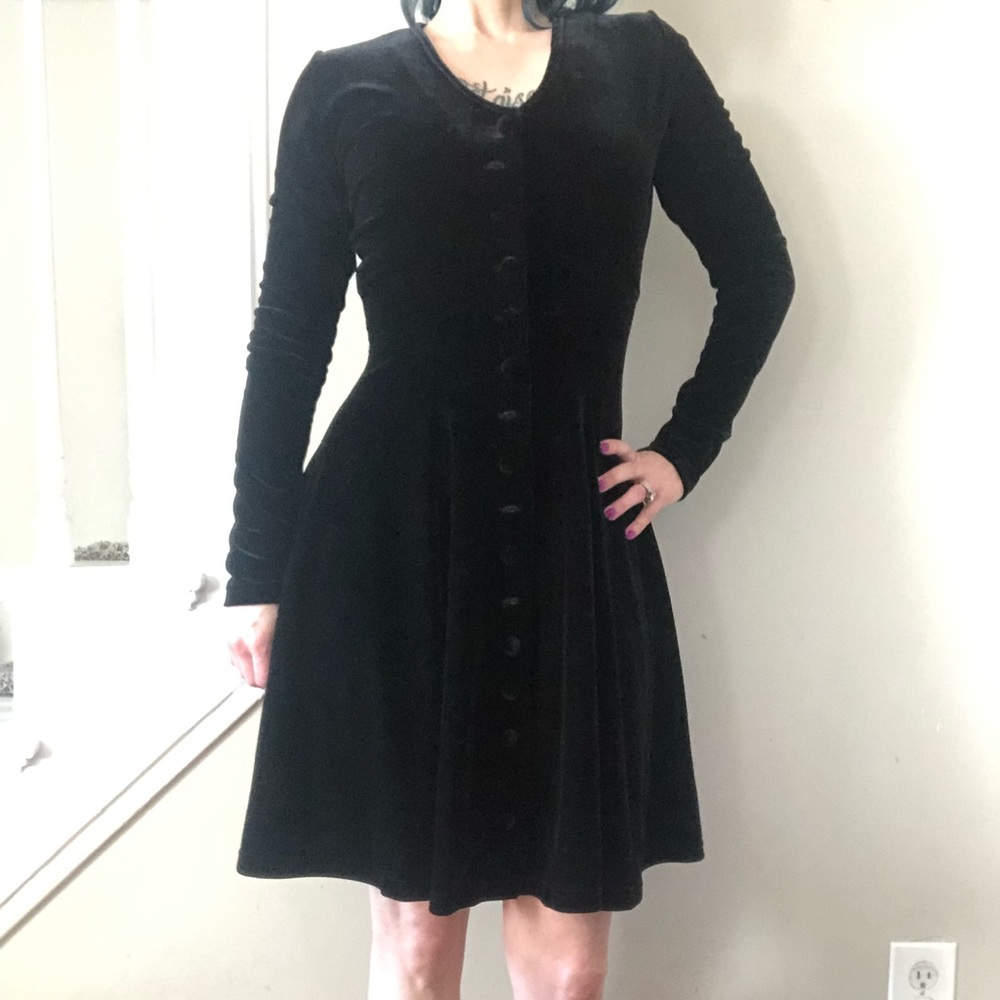 Velvet button front dress